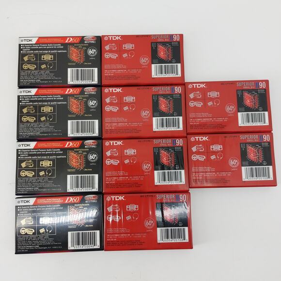 TDK Blank Cassettes D60 D90 Sealed Music Recording Lot of 10 - Picture 5 of 7